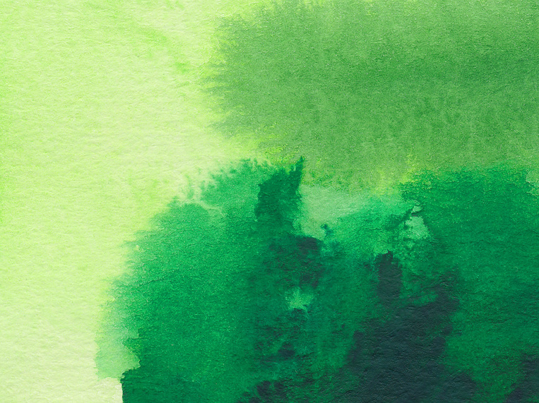 Abstract Watercolor Painting in Green Colors - Closeup